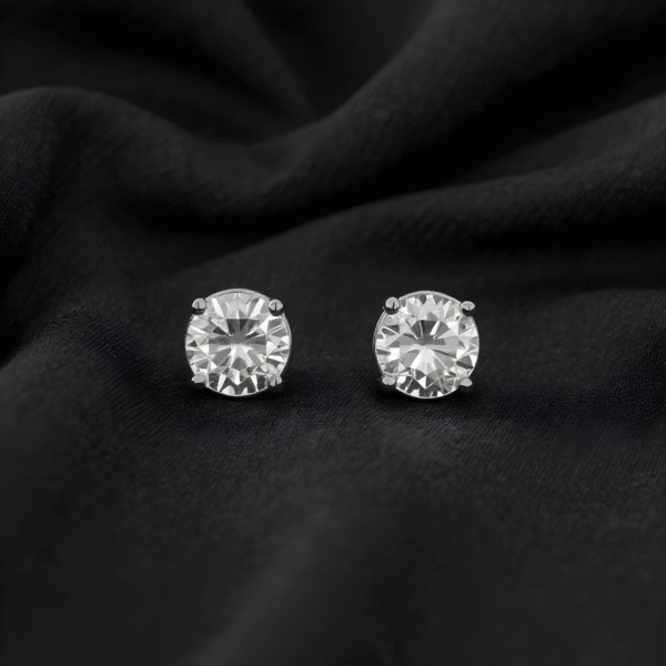 Puces argent et Zircon 4 mm