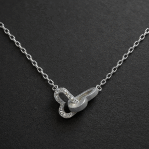 Collier Argent 2 cœurs entrelacés